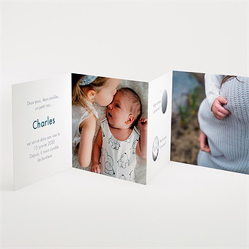 Faire-part naissance petits portraits accordéon - Intérieur du faire-part