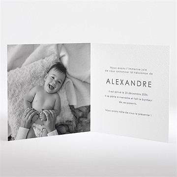 Faire-part naissance notre coeur carré plié - Intérieur du faire-part