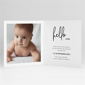 Faire-part naissance hello en photos bracelet - Intérieur du faire-part