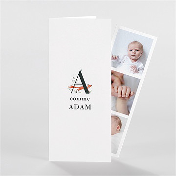Faire-part naissance première initiale photomaton