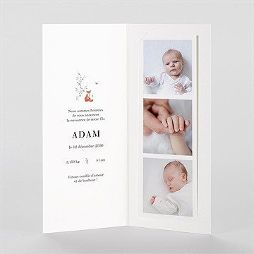 Faire-part naissance première initiale photomaton - Intérieur du faire-part