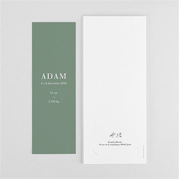 Faire-part naissance première initiale photomaton - Dos du faire-part