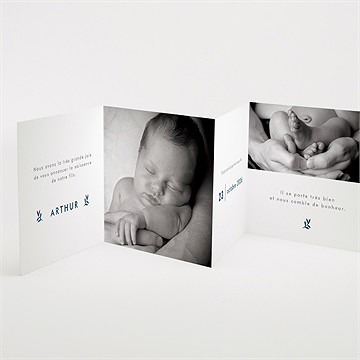 Faire-part naissance couronne en relief accordéon - Intérieur du faire-part