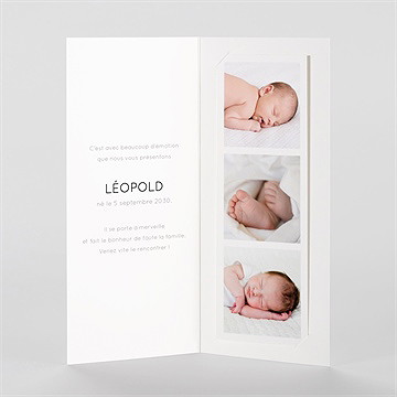 Faire-part naissance tendre silhouette photomaton - Intérieur du faire-part