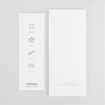 Faire-part naissance tendre silhouette photomaton - Dos du faire-part