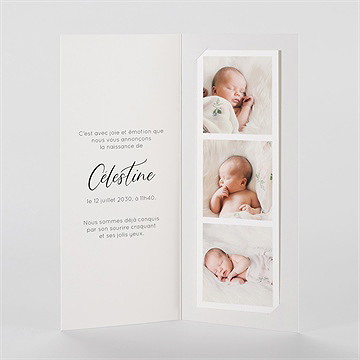 Faire-part naissance sa clarté photomaton - Intérieur du faire-part