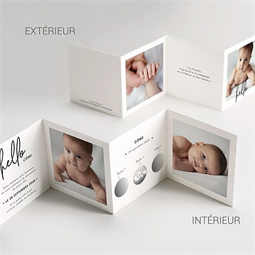 Faire-part naissance hello en photos accordéon - Vue d'ensemble