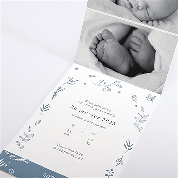 Faire-part naissance 4 belles photos pli décalé - Intérieur du faire-part
