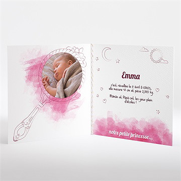 Faire-part naissance joli conte carré plié - Intérieur du faire-part