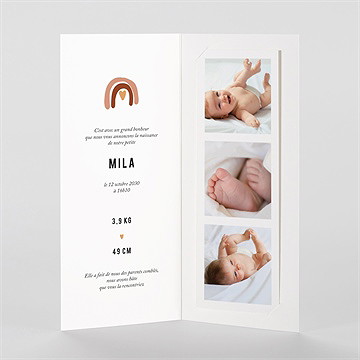 Faire-part naissance arc en ciel photomaton - Intérieur du faire-part