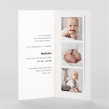 Faire-part naissance absolu moderne photomaton - Intérieur du faire-part