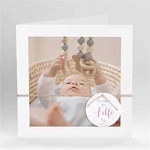 Faire-part naissance be happy ensemencé