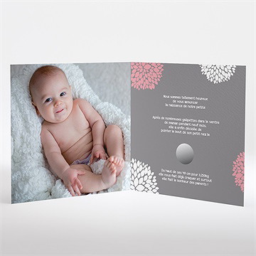 Faire-part naissance nature et pastel photo plié - Intérieur du faire-part non gratté