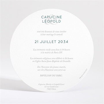 Faire-part mariage grande esquisse rond - Dos du faire-part