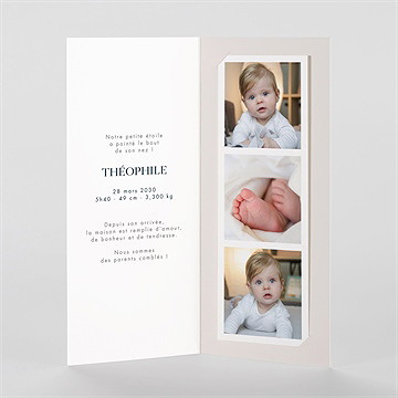 Faire-part naissance petit astre photomaton - Intérieur du faire-part