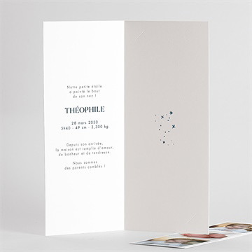 Faire-part naissance petit astre photomaton - Intérieur du faire-part