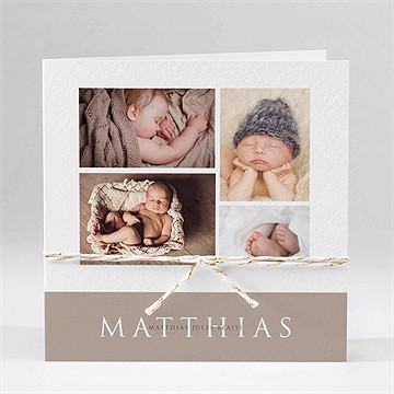 Faire-part naissance 3 délicates photos plié