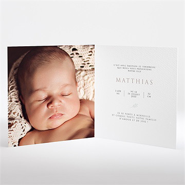 Faire-part naissance 3 délicates photos plié - Intérieur du faire-part