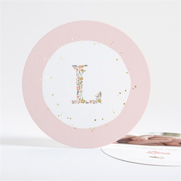 Faire-part naissance alphabet en fantaisie rond