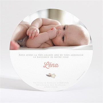 Faire-part naissance alphabet en fantaisie rond - Dos du faire-part