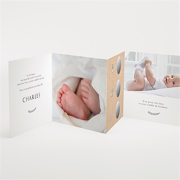Faire-part naissance petite merveille accordéon - Intérieur du faire-part