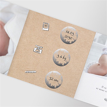 Faire-part naissance petite merveille accordéon - Détail du faire-part