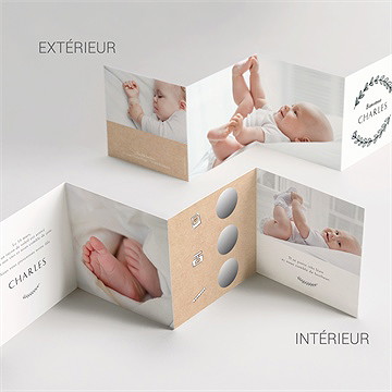 Faire-part naissance petite merveille accordéon - Vue d'ensemble