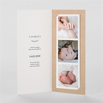 Faire-part naissance petite merveille photomaton - Intérieur du faire-part
