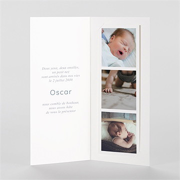 Faire-part naissance elégante symétrie photomaton - Intérieur du faire-part