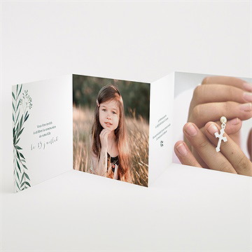 Faire-part communion touche champêtre accordéon - Intérieur du faire-part