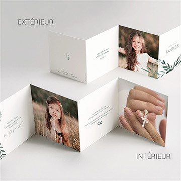 Faire-part communion touche champêtre accordéon - Vue détaillée