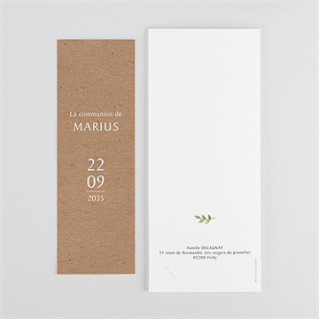 Faire-part communion illust. végétale photomaton - Dos du faire-part