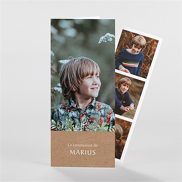 Faire-part communion illust. végétale photomaton - Vue d'ensemble