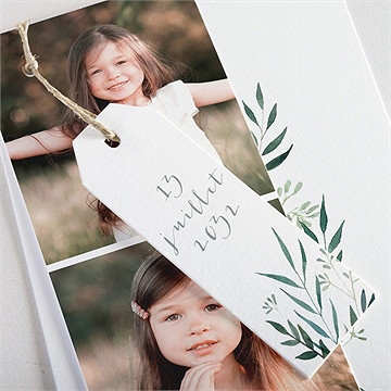 Faire-part communion touche champêtre superposition - Détail du faire-part