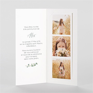 Faire-part communion en grâce photomaton - Intérieur du faire-part