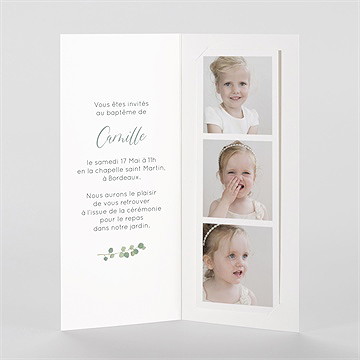Faire-part de baptême grâce photomaton - Intérieur du faire-part