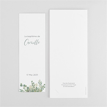 Faire-part de baptême grâce photomaton - Dos du faire-part