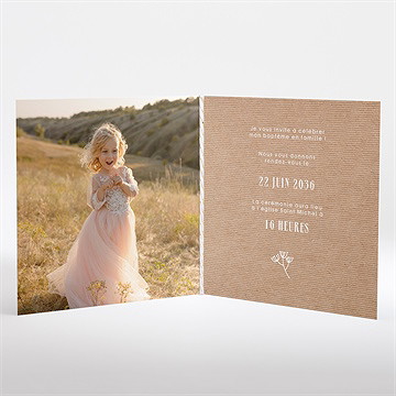 Faire-part de baptême pele mele photo original plié - Intérieur du faire-part