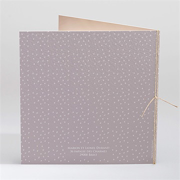 Faire-part de baptême colombe et banderoles plié - Dos du faire-part