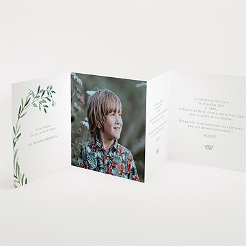 Faire-part communion végétal accordéon - Intérieur du faire-part