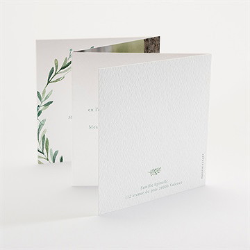 Faire-part communion végétal accordéon - Dos du faire-part