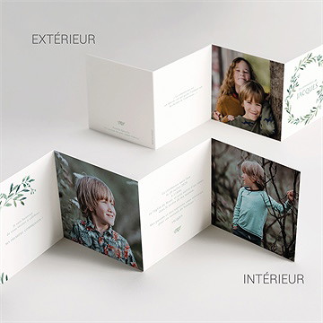 Faire-part communion végétal accordéon - Vue détaillée