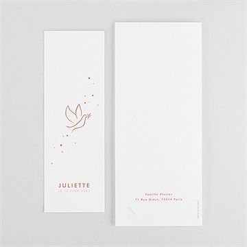 Faire-part communion colombe dorée photomaton - Dos du faire-part