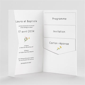 Faire-part mariage joie champetre pocketfold - Intérieur du faire-part