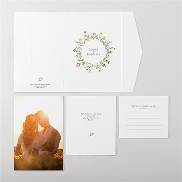 Faire-part mariage joie champetre pocketfold - Vue ensemble extérieur