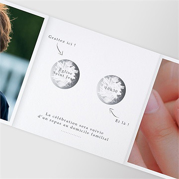 Faire-part communion bleu myosotis accordéon - vue zoomée