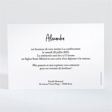 Faire-part confirmation puissance - Dos du faire-part