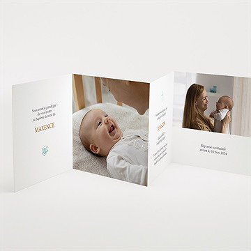 Faire-part de baptême gravure en rond accordéon - Intérieur du faire-part