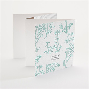 Faire-part de baptême gravure en rond accordéon - Dos du faire-part