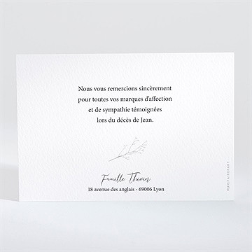 Remerciement décès présent et mémoire paysage - Dos du carton